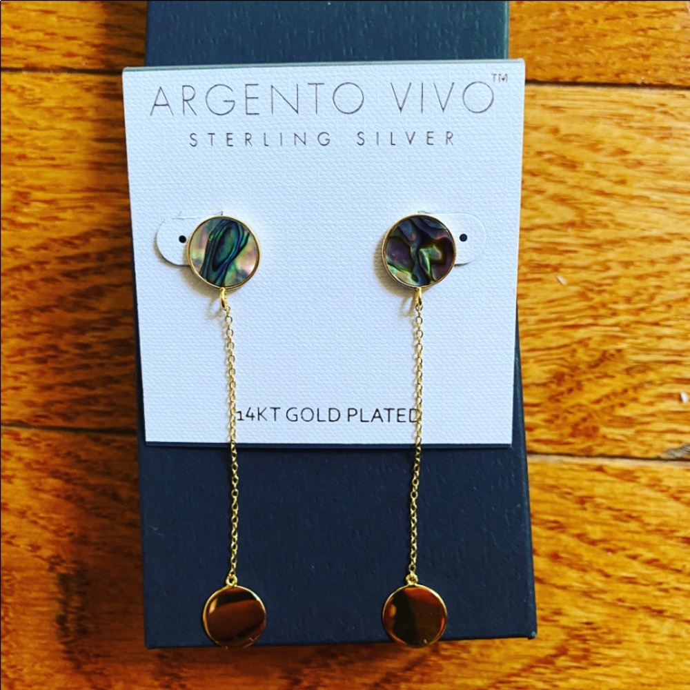 14K Gold Plated Over Sterling Silver Drop Earrings